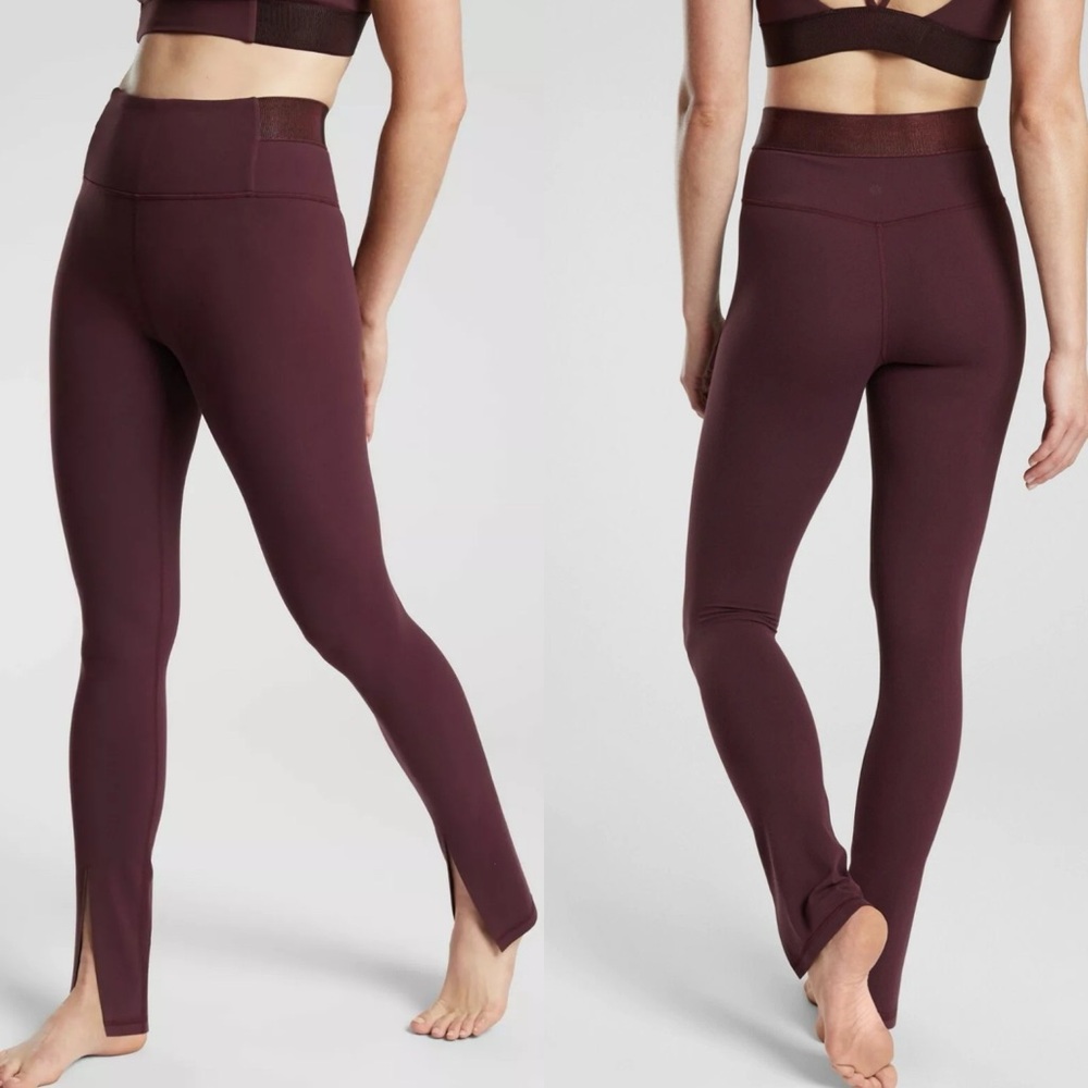 Athleta aura split pant in powervita antique burgundy‎